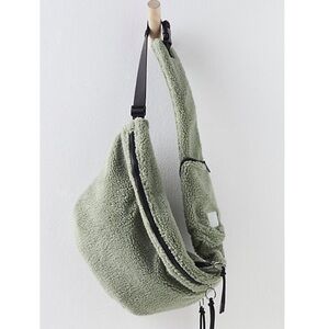 Free People Overachiever Sage Sherpa Sling Bag NWT